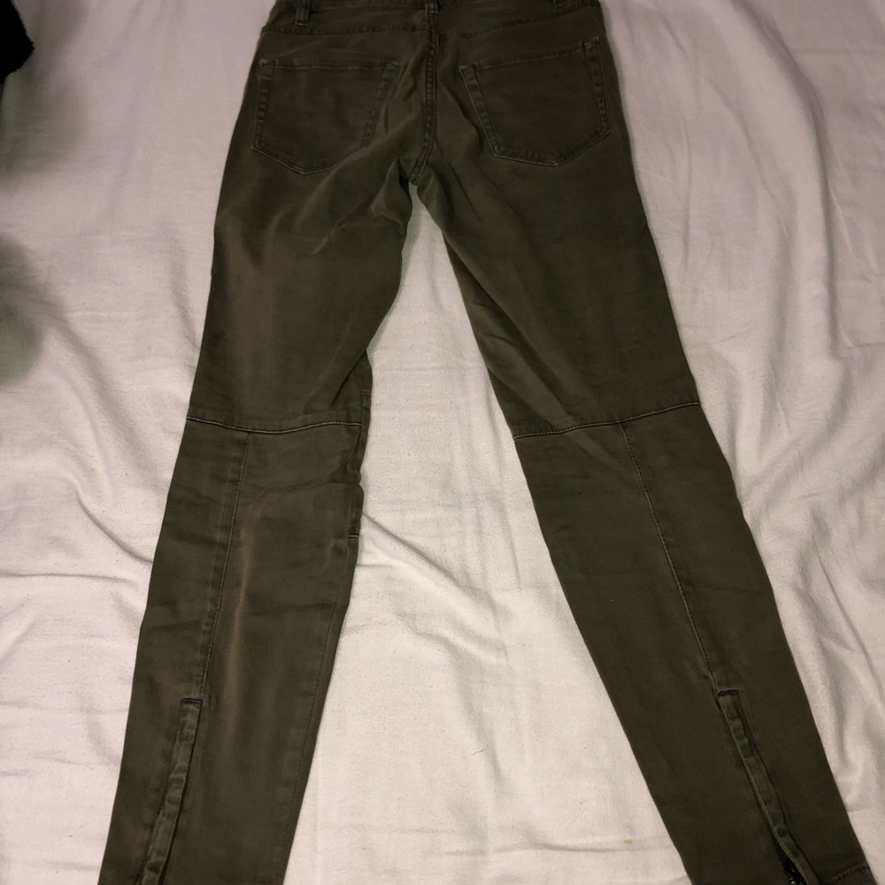 Olive green cargo looking jeans